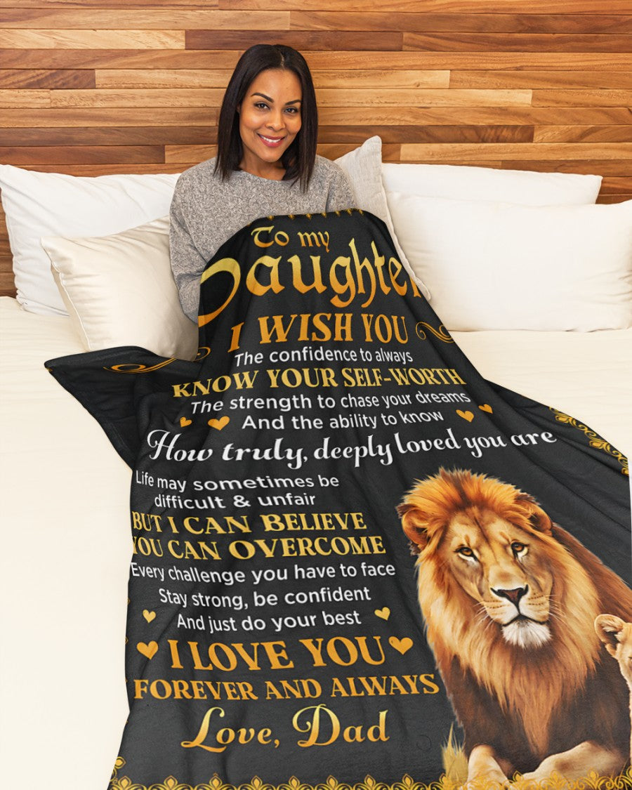 TO MY DAUGHTER BLANKET  – Lion Blanket Gift From Dad To Daughter (SKU2606-12)