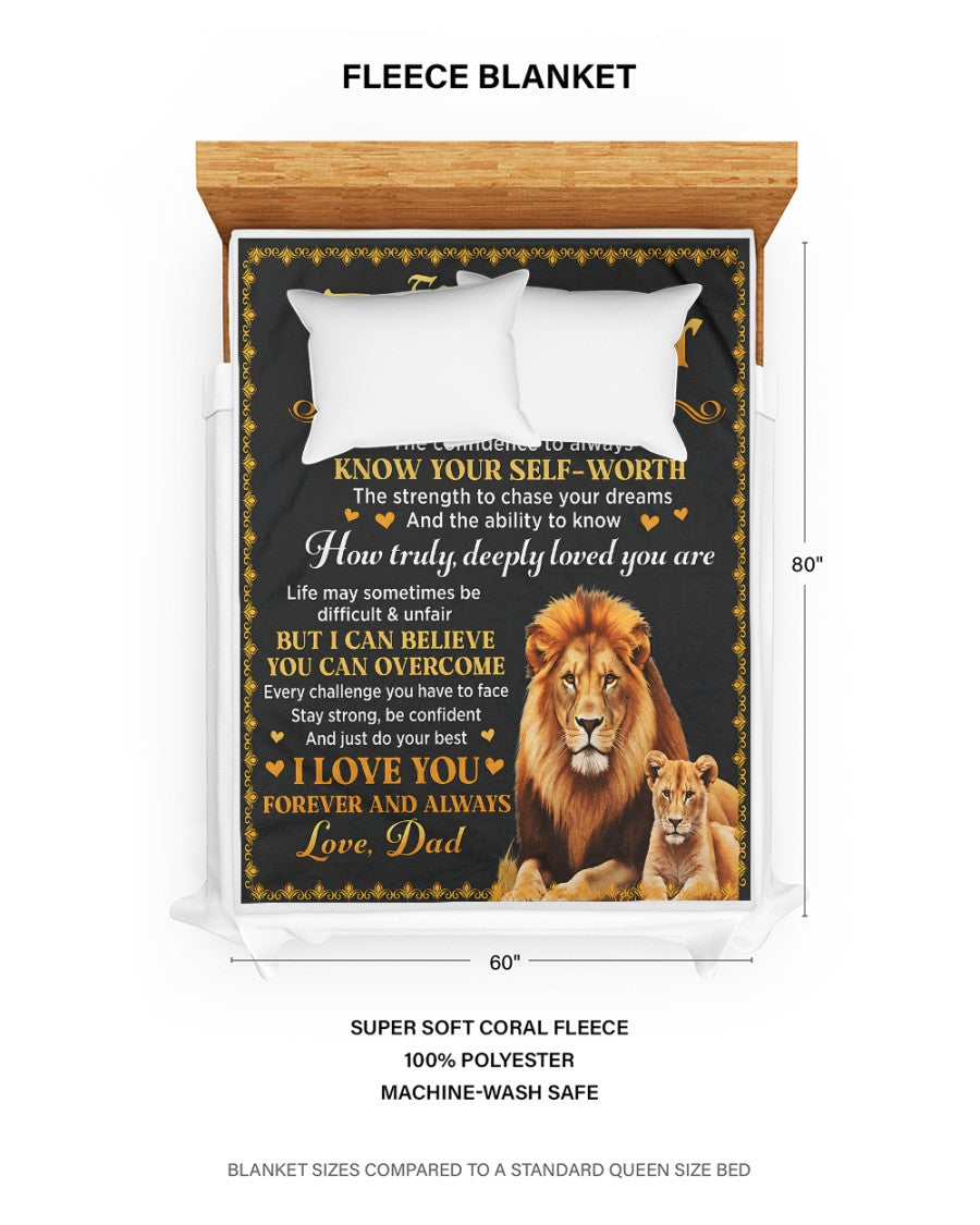 TO MY DAUGHTER BLANKET  – Lion Blanket Gift From Dad To Daughter (SKU2606-12)