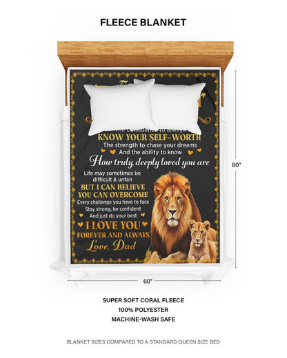 TO MY DAUGHTER BLANKET  – Lion Blanket Gift From Dad To Daughter (SKU2606-12)