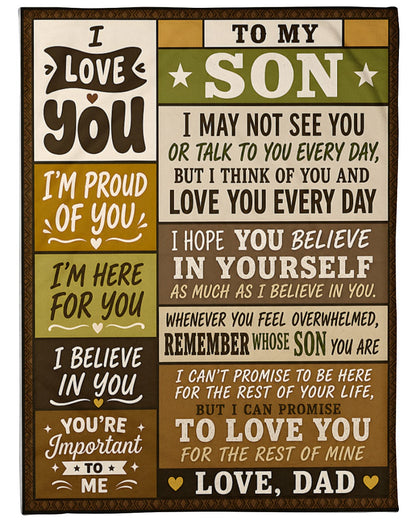 BLANKET - From Dad To Son - I Love You Every Day - Meaningful Gift For Son (SKU2608-240)