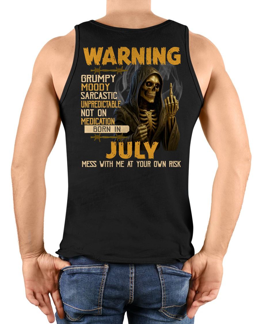 JULY - WARNING GRUMPY MOODY - BIRTHDAY T-SHIRT FOR MEN - KATE07 (SKU26T-01-07-07)
