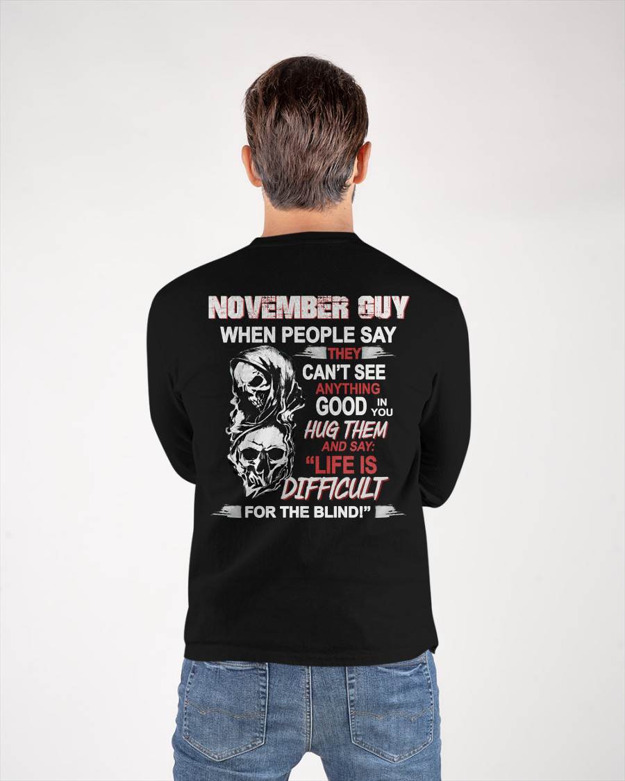 NOVEMBER -  HUG THEM AND SAY... - BIRTHDAY T-SHIRT FOR MEN - KATE11 (SKU12-253-11)