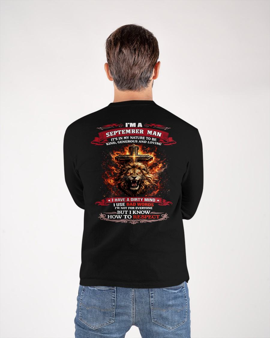 SEPTEMBER - KIND AND LOVING ARE MY NATURE - PREMIUM DTG PRINT BIRTHDAY T-SHIRT FOR MEN - KATE09 (SKU26T-31-17-09)