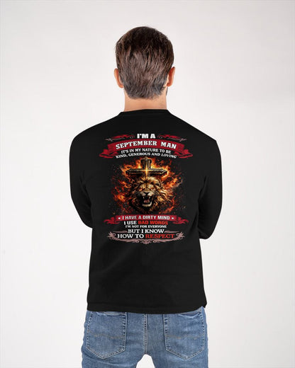 SEPTEMBER - KIND AND LOVING ARE MY NATURE - PREMIUM DTG PRINT BIRTHDAY T-SHIRT FOR MEN - KATE09 (SKU26T-31-17-09)