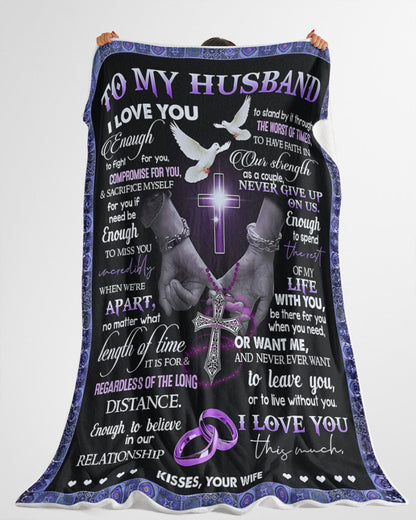 TO MY HUSBAND - GIFT FOR HUSBAND - Sherpa Fleece Quilt Blanket (SKUB-BLK-WIFE01)