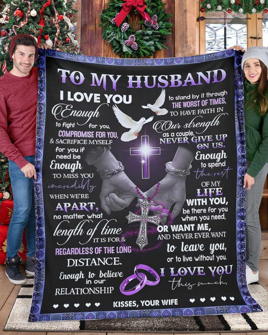 TO MY HUSBAND - GIFT FOR HUSBAND - Sherpa Fleece Quilt Blanket (SKUB-BLK-WIFE01)