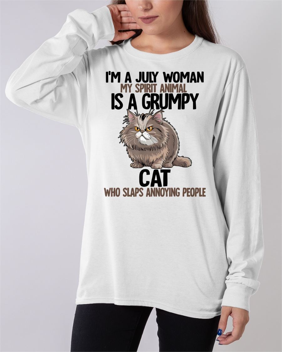 JULY - MY SPIRIT ANIMAL IS A GRUMPY CAT - BIRTHDAY SHIRT FOR WOMEN - KATE07 (SKU12-278-07)