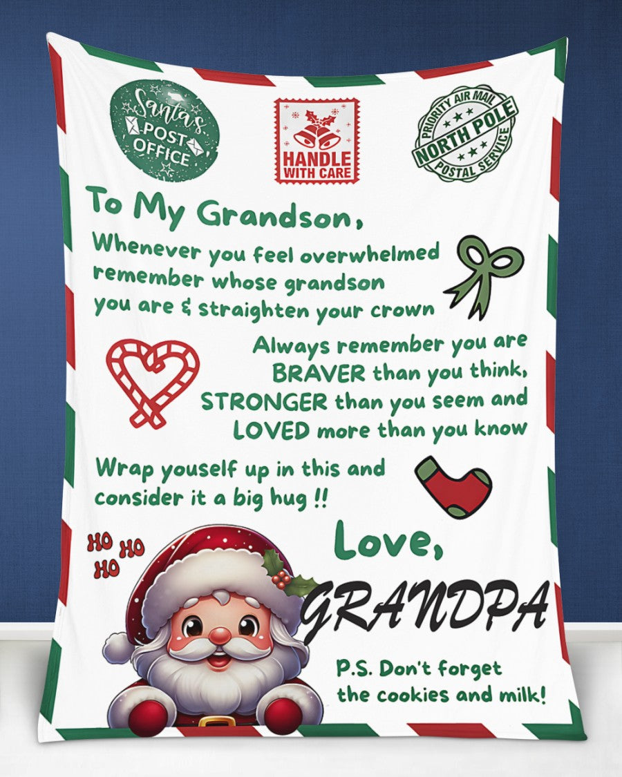 BLANKET FOR GRANDSON – COMFORT & WARMTH GIFT FROM GRANDPA  Sherpa Fleece Quilt Blanket NTTD00 (SKUB10-182)