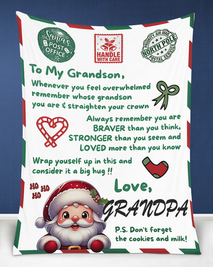 BLANKET FOR GRANDSON – COMFORT & WARMTH GIFT FROM GRANDPA  Sherpa Fleece Quilt Blanket NTTD00 (SKUB10-182)