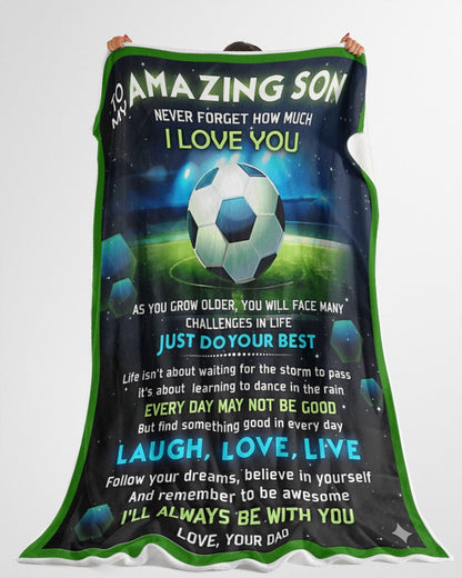 BLANKET FOR SON – COMFORT & WARMTH GIFT FROM DAD Sherpa Fleece Quilt Blanket NTTD00 (SKUB-BLK-DADFB)
