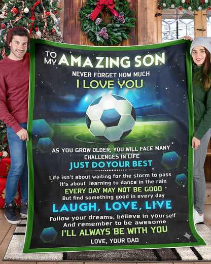 BLANKET FOR SON – COMFORT & WARMTH GIFT FROM DAD Sherpa Fleece Quilt Blanket NTTD00 (SKUB-BLK-DADFB)