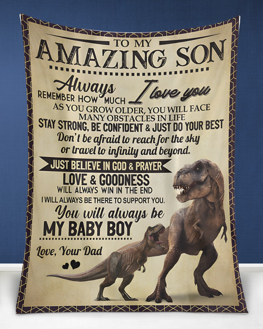 BLANKET FOR SON – COMFORT & WARMTH GIFT FROM DAD Sherpa Fleece Quilt Blanket NTTD00 (SKUB-BLK-DADS2)