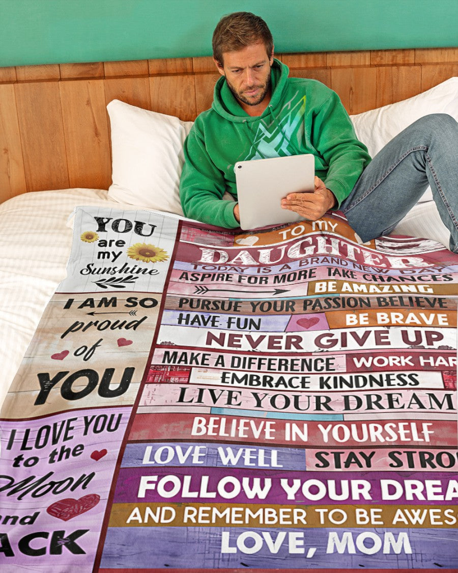 BLANKET FOR DAUGHTER – COMFORT & WARMTH GIFT FROM MOM Sherpa Fleece Quilt Blanket NTTD00 (SKUB-BLK-MOMD2)