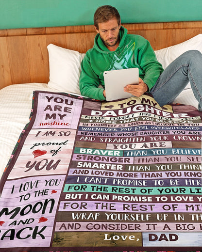 BLANKET FOR DAUGHTER – COMFORT & WARMTH GIFT FROM DAD Sherpa Fleece Quilt Blanket KATE00