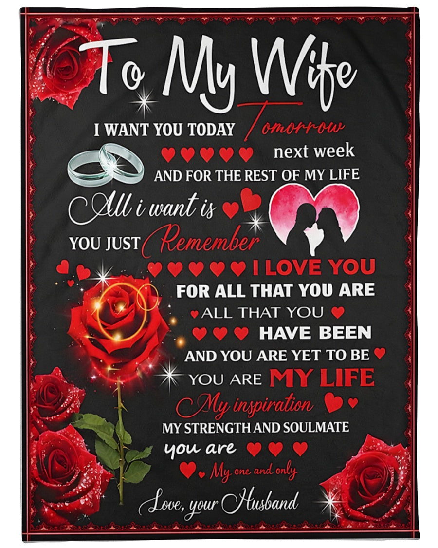 BLANKET – To My Wife – Romantic Rose – FROM HUSBAND TO WIFE – KATE – (SKU2602-78)