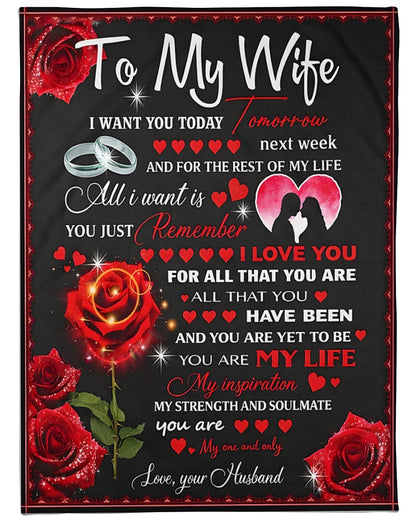 BLANKET – To My Wife – Romantic Rose – FROM HUSBAND TO WIFE – KATE – (SKU2602-78)