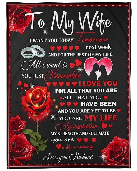 BLANKET – To My Wife – Romantic Rose – FROM HUSBAND TO WIFE – KATE – (SKU2602-78)