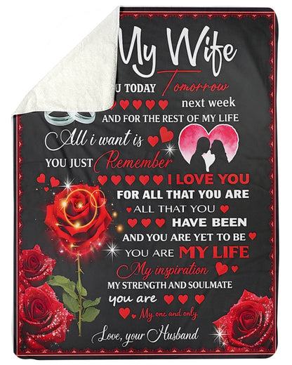 BLANKET – To My Wife – Romantic Rose – FROM HUSBAND TO WIFE – KATE – (SKU2602-78)