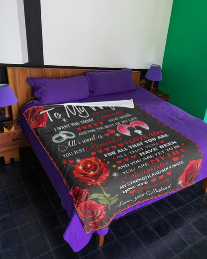 BLANKET – To My Wife – Romantic Rose – FROM HUSBAND TO WIFE – KATE – (SKU2602-78)