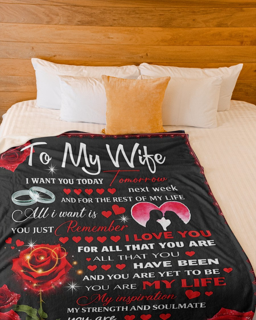 BLANKET – To My Wife – Romantic Rose – FROM HUSBAND TO WIFE – KATE – (SKU2602-78)