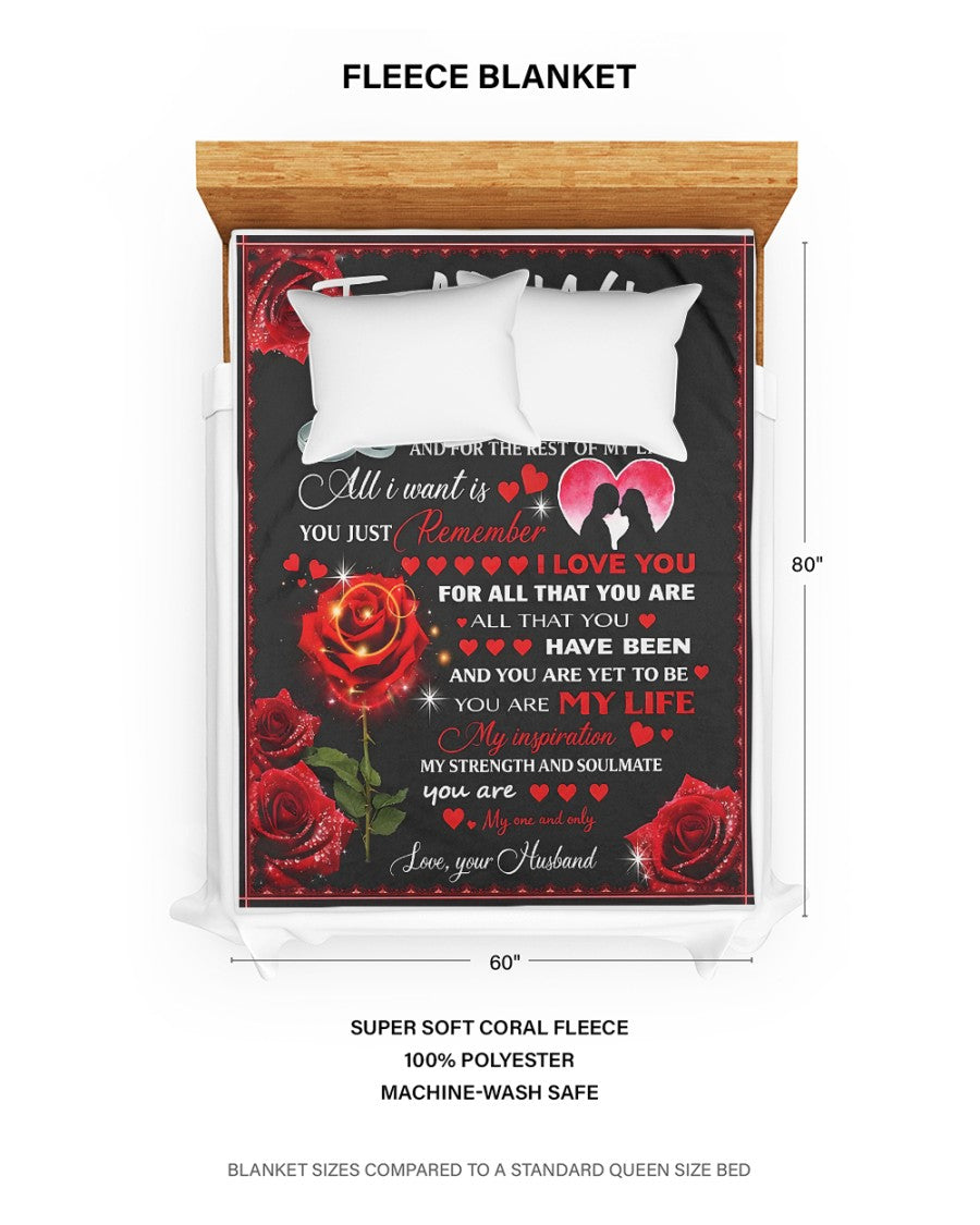 BLANKET – To My Wife – Romantic Rose – FROM HUSBAND TO WIFE – KATE – (SKU2602-78)