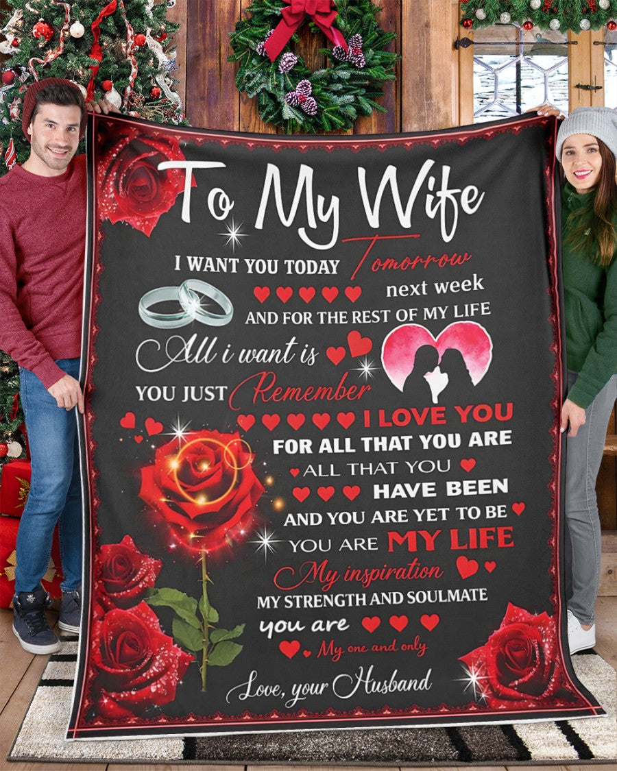 BLANKET – To My Wife – Romantic Rose – FROM HUSBAND TO WIFE – KATE – (SKU2602-78)