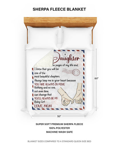To My Daughter Blanket – Love Mom Letter Blanket – Meaningful Gift for Daughter – Birthday Christmas Gift (SKU2604-259)