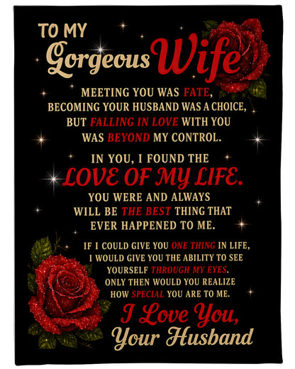 JANUARY WIFE BLANKET – To My Gorgeous Wife I Love You – Romantic Gift From Husband (SKU2605-134)