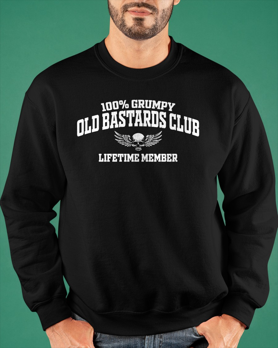 MAN SHIRT – 100% Grumpy Old Bastards Club Lifetime Member – Funny Gift For Men (SKU2605-240-00)