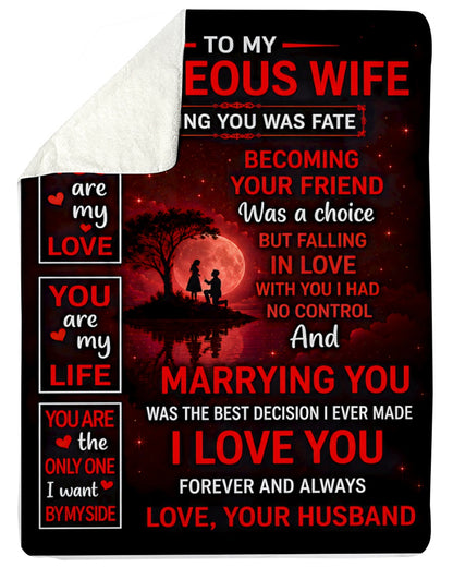 BLANKET - FROM HUSBAND TO WIFE - MARRYING YOU WAS THE BEST DECISION I EVER MADE - (SKU2606-34)