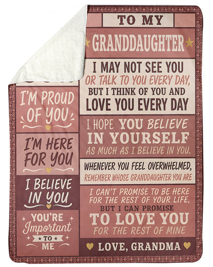 BLANKET - From Grandma To Granddaughter - I Love You Every Day - Meaningful Gift For Granddaughter (SKU2608-294)