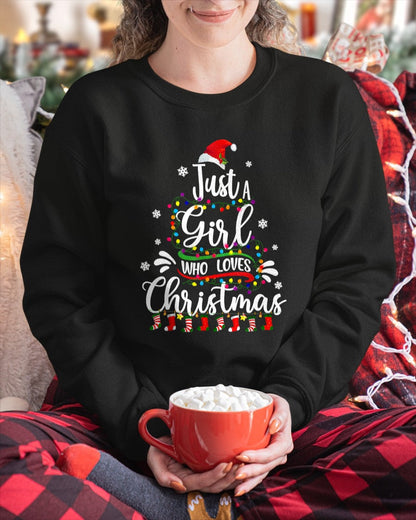 Merry Christmas Just A Girl Who Loves Christmas Tree Xmas T-Shirt (SKU-MRCM-20) FMA