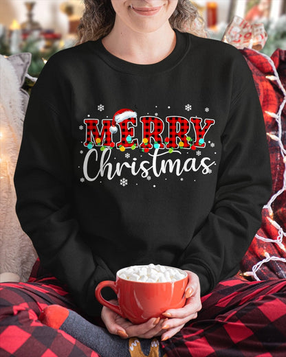 Merry Christmas Buffalo Plaid Red Santa Family Xmas Pajamas T-Shirt (SKU-MRCM-15) FMA