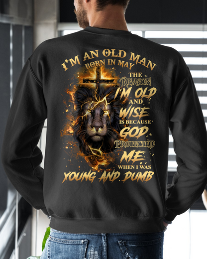 MAY OLD MAN LION SHIRT – God Protected Me When I Was Young And Dumb – Christian Gift For Men (SKU2605-411-05)