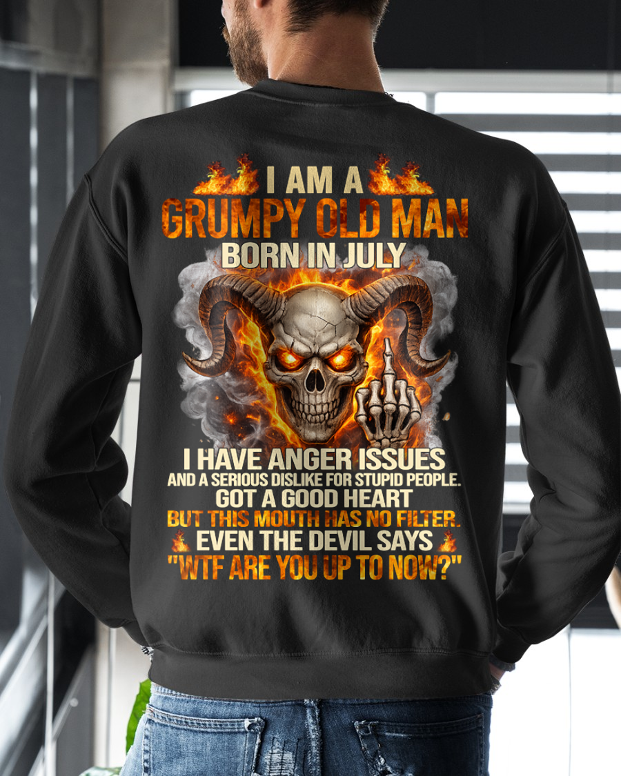 JULY SHIRT – I Am A Grumpy Old Man Born In July – Anger Issues & No Filter – Funny Skull Shirt – KATE07 (SKU2602-113-07)