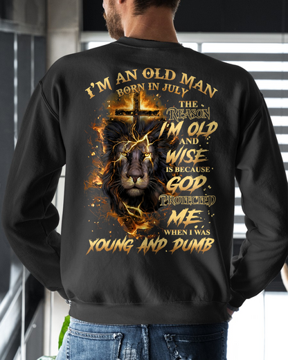 JULY OLD MAN LION SHIRT – God Protected Me When I Was Young And Dumb – Christian Gift For Men (SKU2605-411-07)