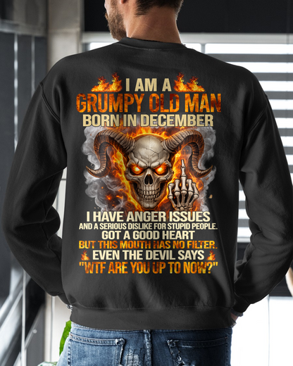 DECEMBER SHIRT – I Am A Grumpy Old Man Born In December – Anger Issues & No Filter – Funny Skull Shirt – KATE12 (SKU2602-113-12)