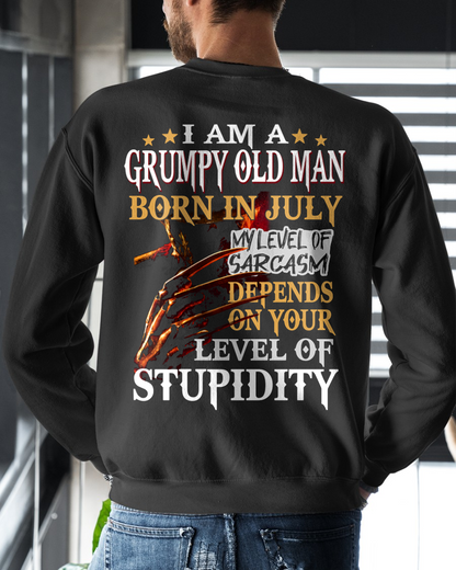 JULY SHIRT – I Am A Grumpy Old Man Born In July – My Level Of Sarcasm Depends On Your Level Of Stupidity – Men Shirt – KATE07 (SKU2602-138-07)