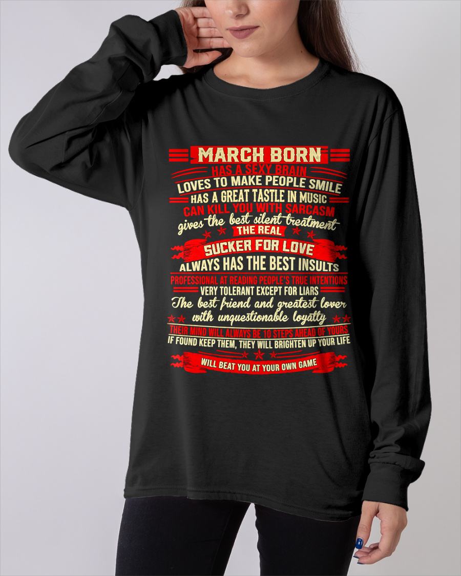 MARCH - Sexy Brain, Sarcastic & Sucker For Love - Gift For Women - KATE03 (SKU2609-319-03)