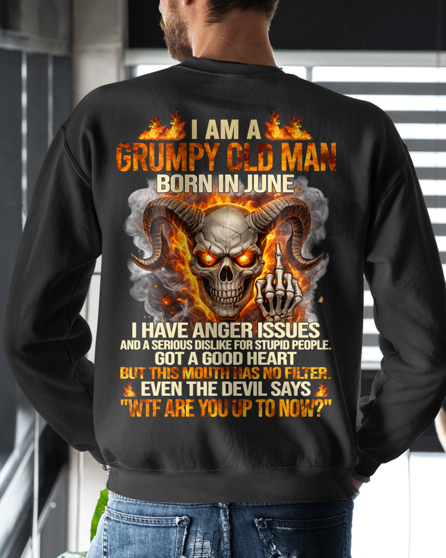 JUNE SHIRT – I Am A Grumpy Old Man Born In June – Anger Issues & No Filter – Funny Skull Shirt – KATE06 (SKU2602-113-06)