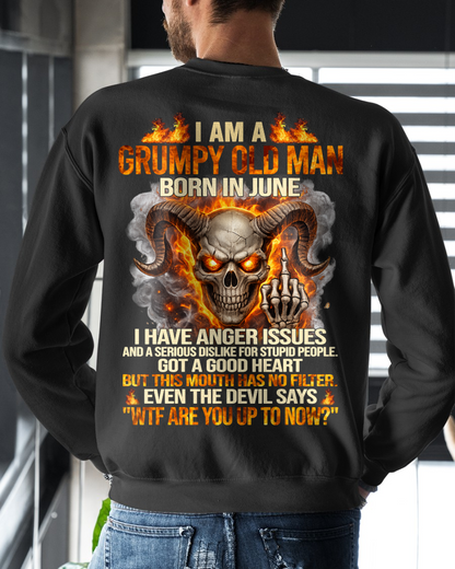 JUNE SHIRT – I Am A Grumpy Old Man Born In June – Anger Issues & No Filter – Funny Skull Shirt – KATE06 (SKU2602-113-06)