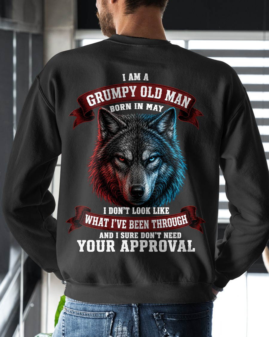 MAY - Grumpy Old Man Born In May Wolf - Funny Gift For Men (SKU2608-02-05)