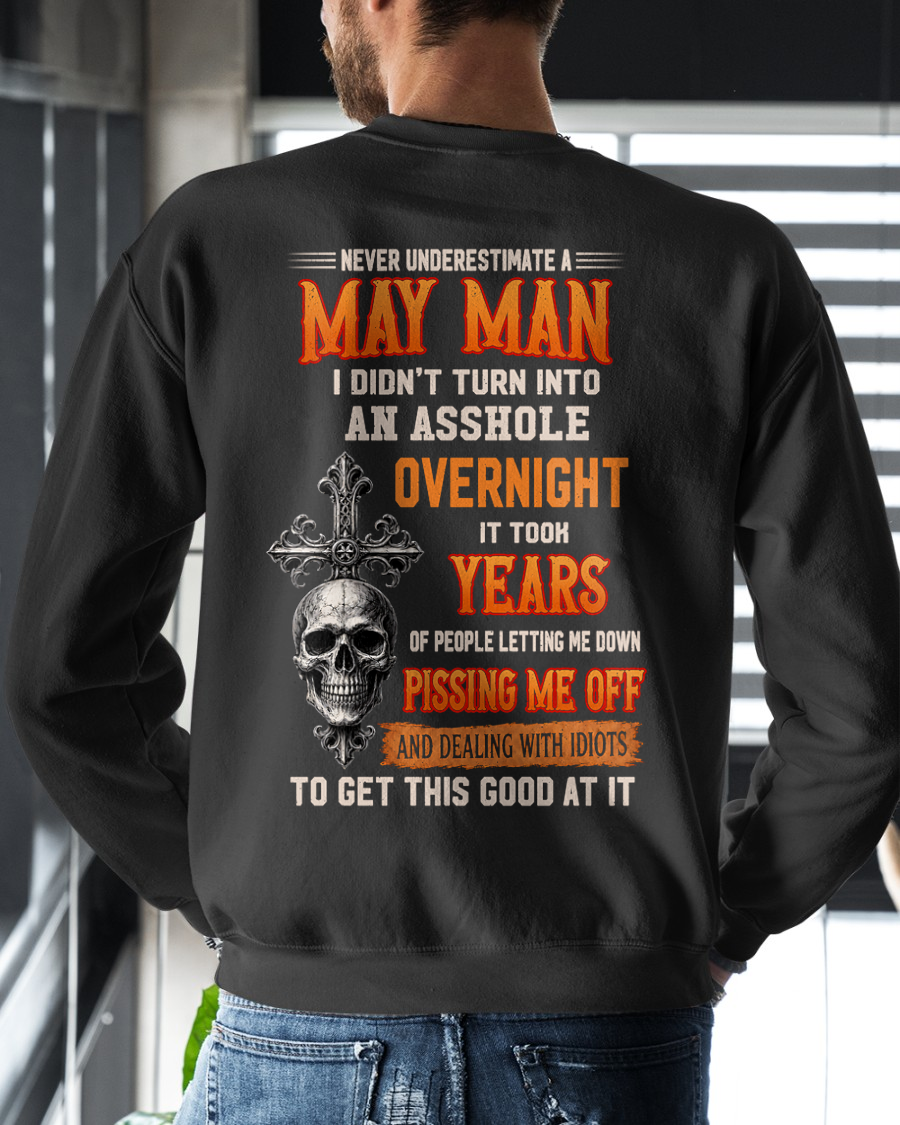 MAY - Never Underestimate A May Man - Funny Skull T-Shirt (SKU2607-301-05)