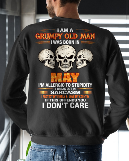MAY – I Am A Grumpy Old Man Born In May Skull Sarcasm Shirt, Funny Gift For Men, Birthday Gift Idea (SKU2603-242-05)