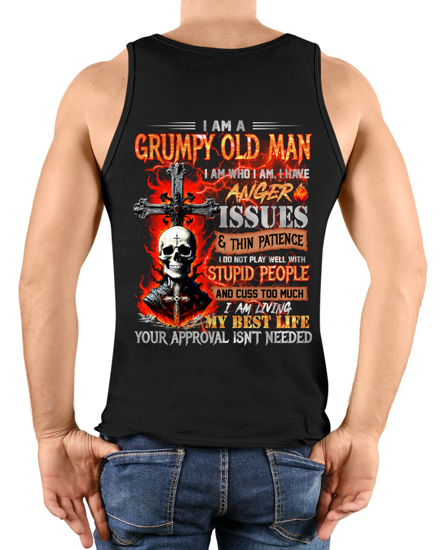 GRUMPY OLD MAN T-SHIRT - FUNNY SKULL ANGER ISSUES TEE - BIRTHDAY GIFT FOR MEN KATE00 (SKU12-319-00)