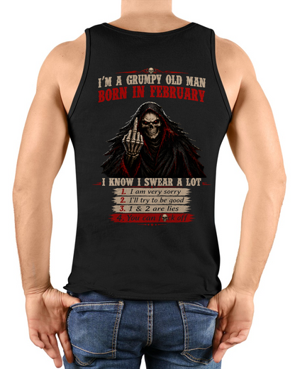 FEBRUARY GRUMPY OLD MAN SHIRT – I Know I Swear A Lot – Skull Funny Birthday Gift For Men (SKU2605-102-02)
