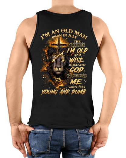 JULY OLD MAN LION SHIRT – God Protected Me When I Was Young And Dumb – Christian Gift For Men (SKU2605-411-07)