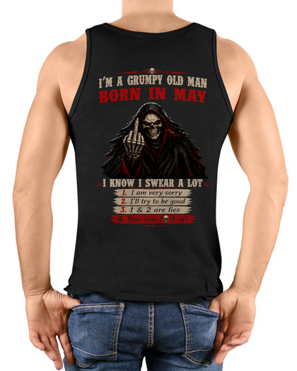 MAY GRUMPY OLD MAN SHIRT – I Know I Swear A Lot – Skull Funny Birthday Gift For Men (SKU2605-102-05)