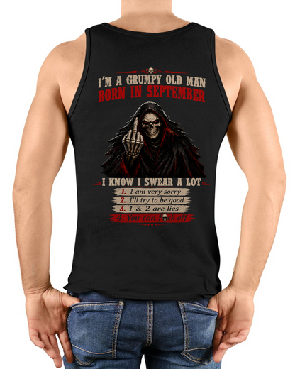 SEPTEMBER GRUMPY OLD MAN SHIRT – I Know I Swear A Lot – Skull Funny Birthday Gift For Men (SKU2605-102-09)