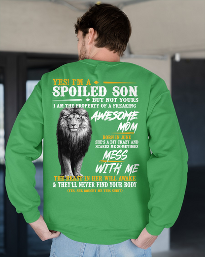 JUNE – Yes I'm A Spoiled Son Property Of An Awesome Mom Born In June Mess With Me And The Beast In Her Will Awake – Funny Birthday Gift – Unisex Shirt (SKU2603-188-06)